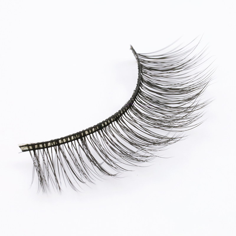 Factory Price Private Package 3D Silk Strip Lashes Korea PBT Fiber Strip Eyelashes Natural and Soft  in the US YY101